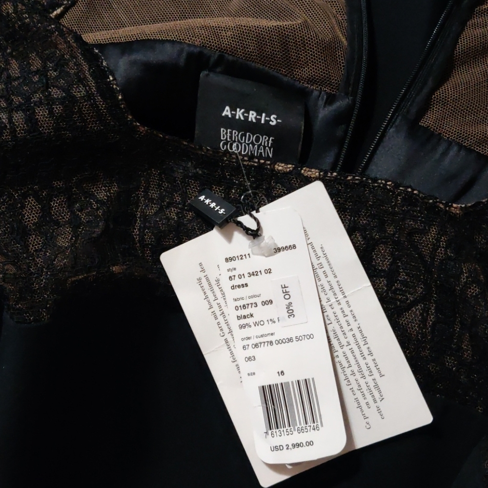 AKRIS B. Goodman 🖤  lace panel evening midi dress - Picture 7 of 9